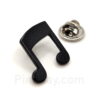 Metall Custom Pins aus schwarzem Gun Metal und Musikbrief.